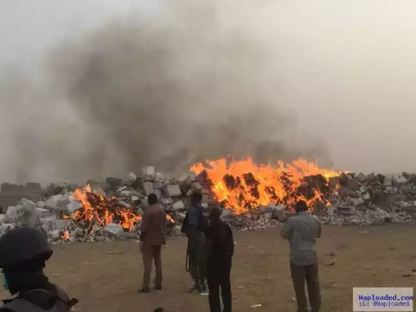 Photos: Kano State Governor, Ganduje destroys illegal drugs and expired food items